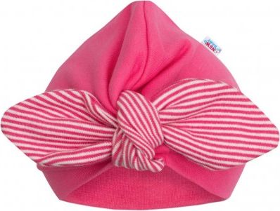 Dívčí čepička turban New Baby For Girls stripes, Růžová, 62 (3-6m) - obrázek 1
