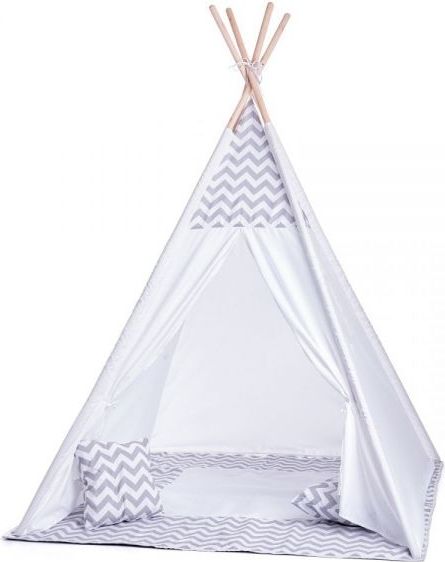 Stan pro děti teepee, týpí s výbavou - bílo/šedy - obrázek 2