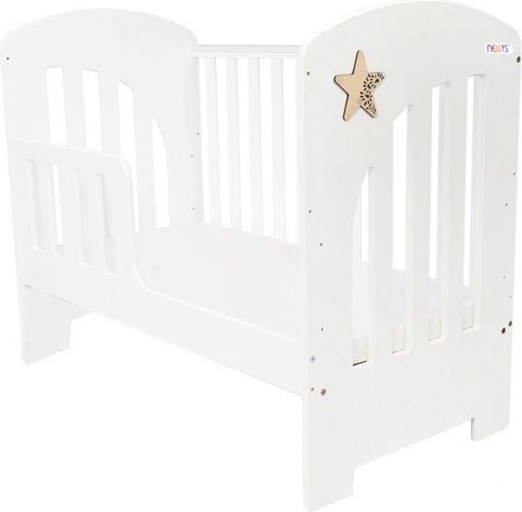 Nellys Dřevěná postýlka EXKLUSIVE STAR 2 v 1, 120 x 60 cm - bílá - 120x60 - obrázek 3
