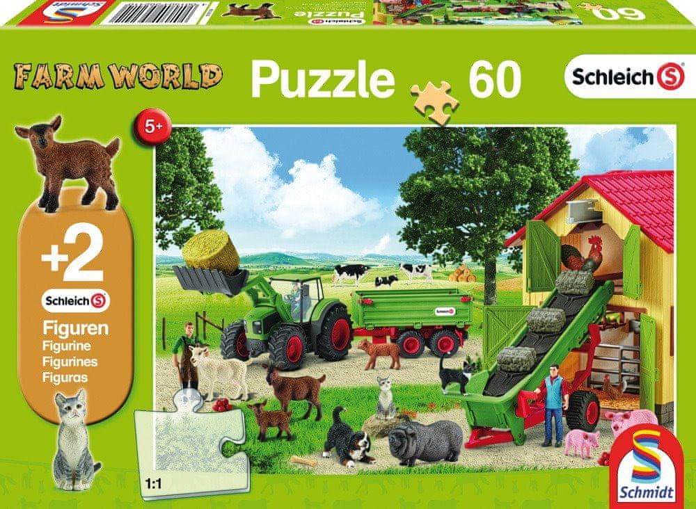 Schmidt Puzzle Schleich Na farmě 60 dílků + figurky Schleich - obrázek 1