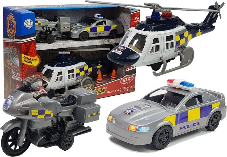 Mamido  Sada policejní vozidla - helikoptéra, auto, motorka  L-5033 - obrázek 1