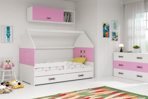 FALCO Dětská postel Dominik 80x160 bílá/růžová - obrázek 1