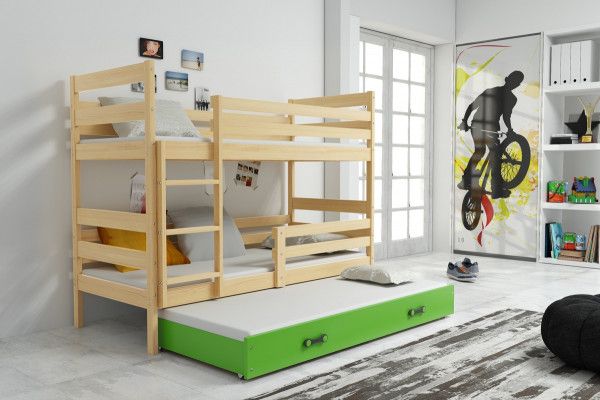 FALCO Patrová postel s přistýlkou Norbert borovice/zelená - obrázek 1