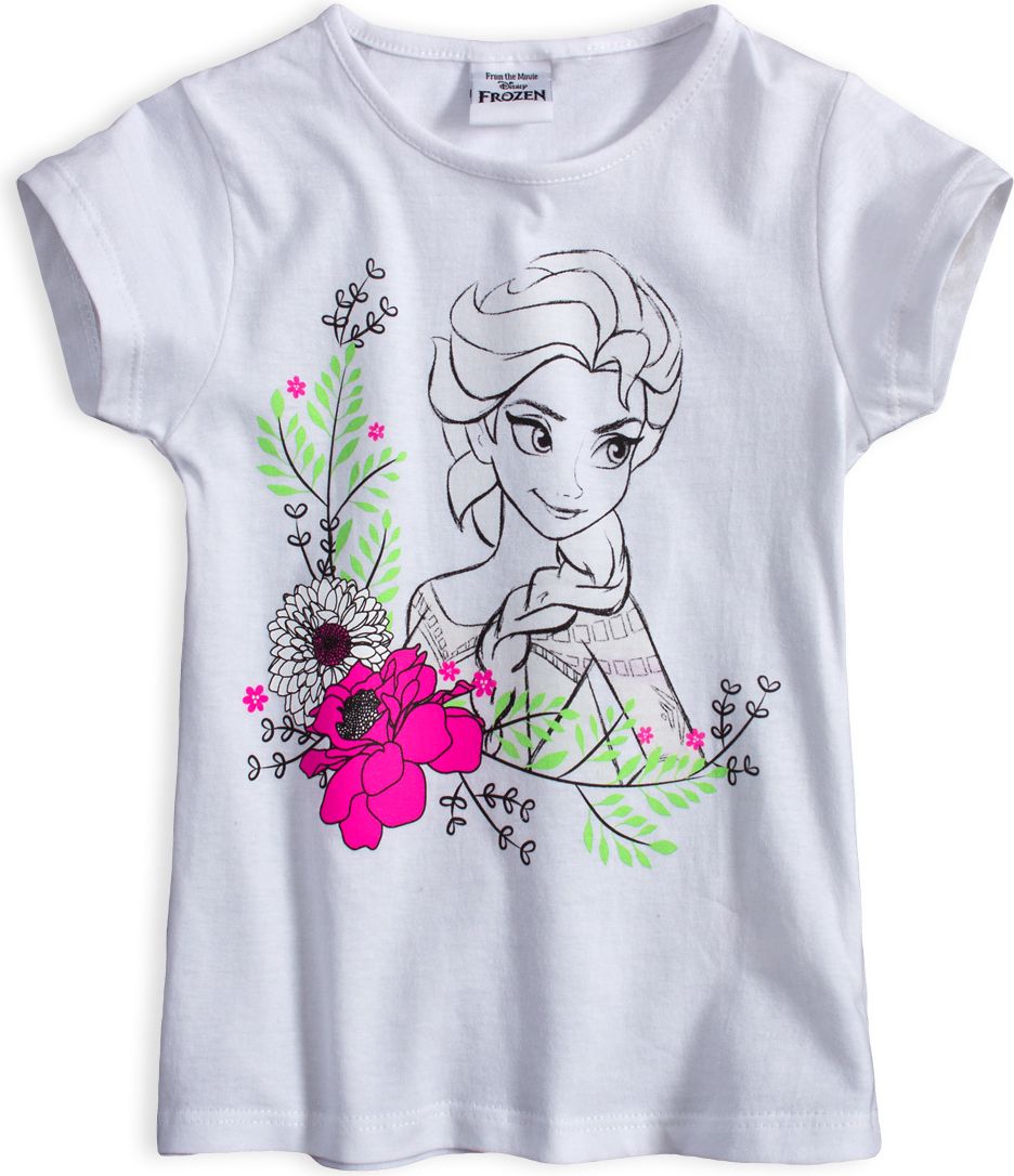 Dívčí tričko DISNEY FROZEN ELSA ROSE bílé Velikost: 104 - obrázek 1