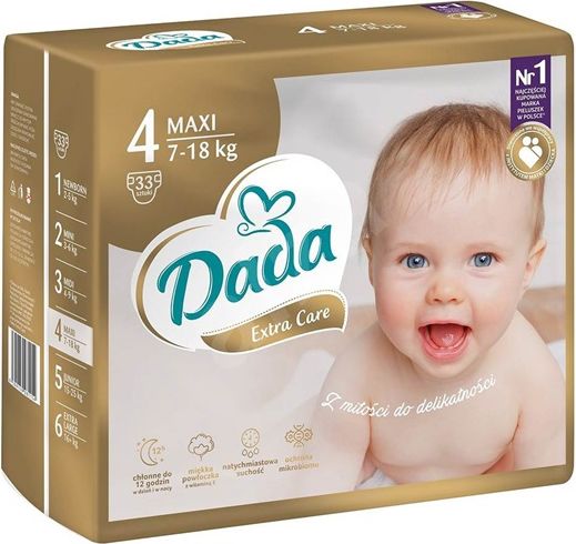 Dada | Dada | Dětské jednorázové pleny DADA Extra Care 4 MAXI 7-18 kg 33 ks | Bílá | - obrázek 1