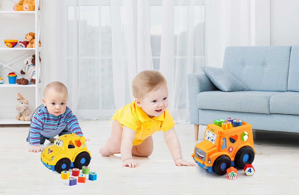 Baby auto vkládačka se 6 tvary počítání plast 2 barvy pro miminko - obrázek 5