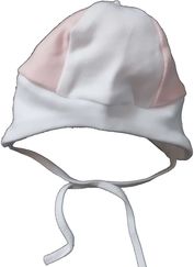 Čepička kojenecká bavlna - KLASIK bílá s růžovými proužky - vel.56 - obrázek 1
