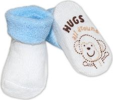 Ponožky kojenecké froté protiskluzové - ZVÍŘÁTKO bílé s modrou - 0-6měs. - obrázek 1