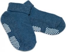 Ponožky kojenecké bavlna protiskluzové - ŘÁDKOVÉ tmavě modré - 12-24měs. - obrázek 1