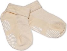 Ponožky kojenecké bavlna protiskluzové - ŘÁDKOVÉ smetanové - 12-24měs. - obrázek 1