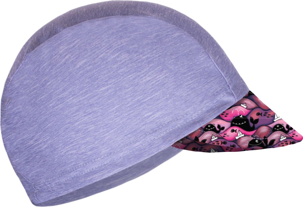 Unuo, Funkční čepice s kšiltem UV 50+, Žíhaná holubičí šedá, Velryby holka (Unuo functional UPF 50+ cap with peak) Velikost (Size): XS (42 - 44 cm) - obrázek 1
