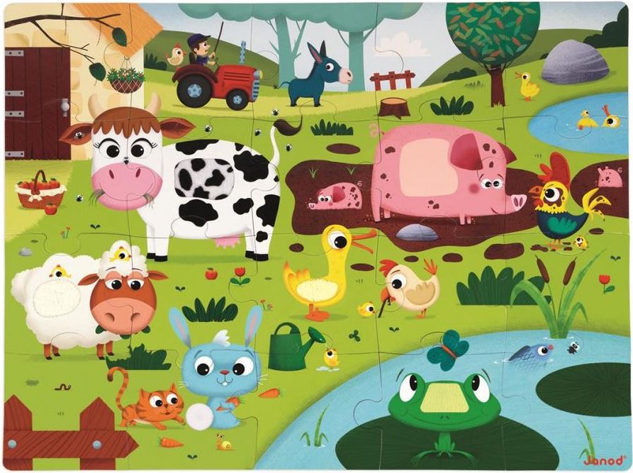 Janod Puzzle dotykové Zvířátka na farmě - obrázek 1
