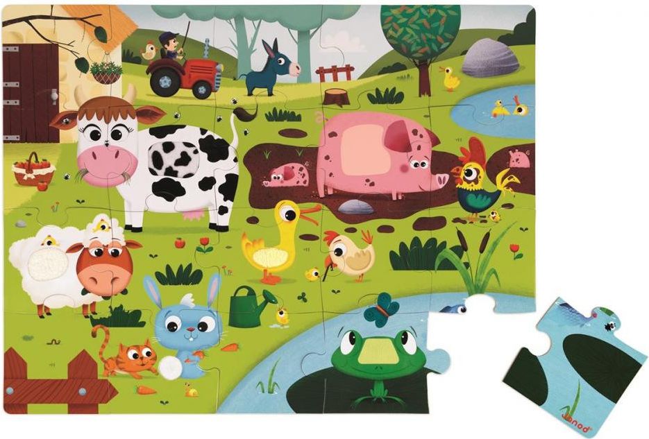 Janod Puzzle dotykové Zvířátka na farmě - obrázek 2