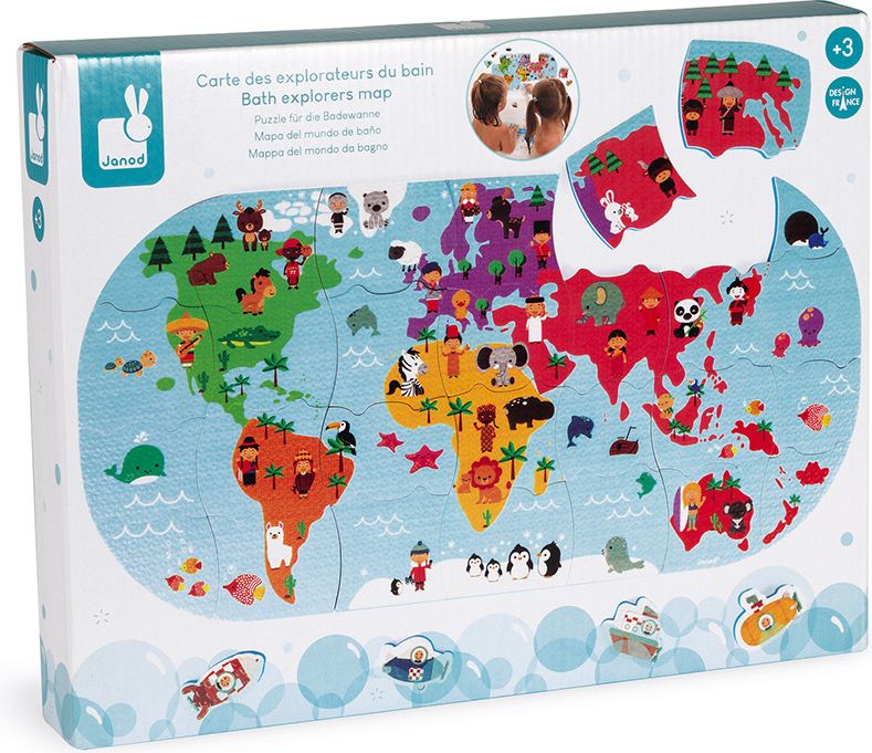 Janod Hračka do vody puzzle Mapa světa 28 ks - obrázek 7