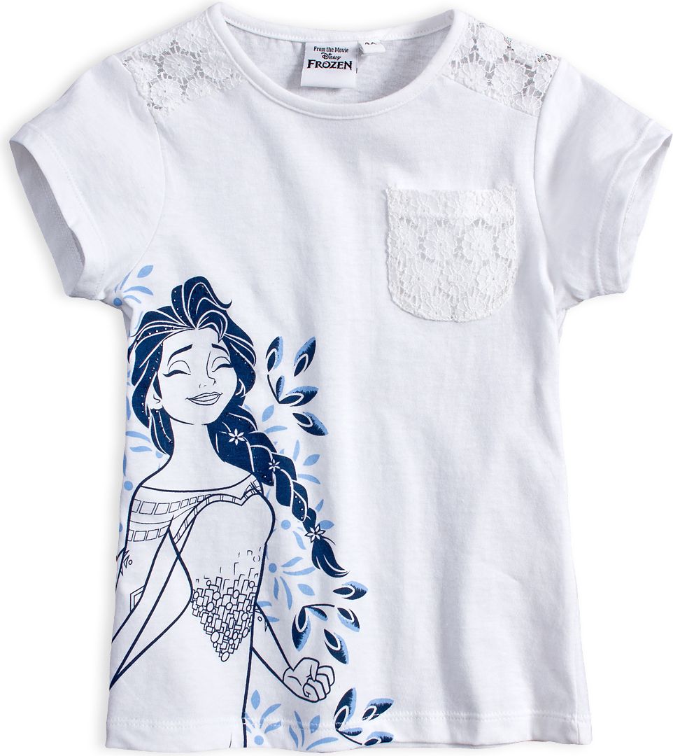 Dívčí tričko s krajkou DISNEY FROZEN ELSA bílé Velikost: 104 - obrázek 1