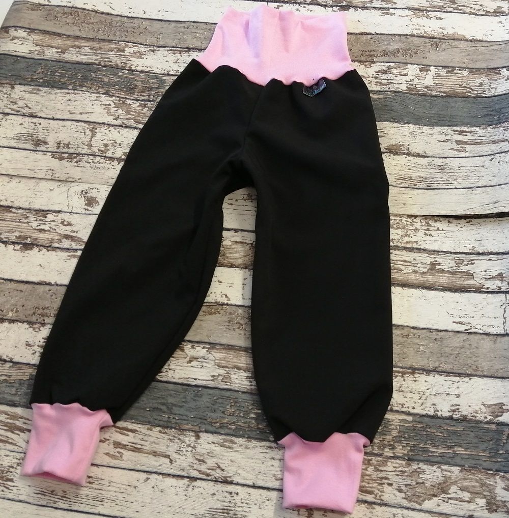 Softshellové kalhoty Yháček, zimní, černá/světle růžová Velikost: 74 - obrázek 1