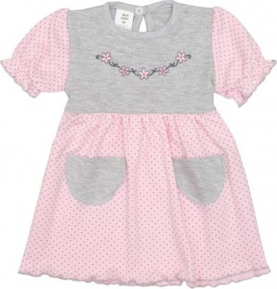 Kojenecké šatičky s krátkým rukávem New Baby Summer dress růžovo-šedé, Růžová, 62 (3-6m) - obrázek 1