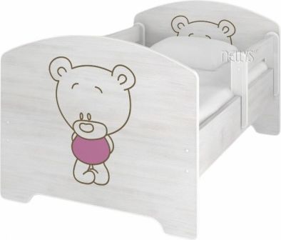 NELLYS Dětská postel BABY BEAR růžový v barvě norské borovice + matrace zdarma, Rozměry 160x80 - obrázek 1