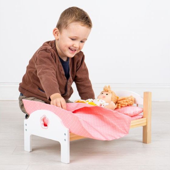 Bigjigs Toys Dřevěná postýlka pro panenky - obrázek 2