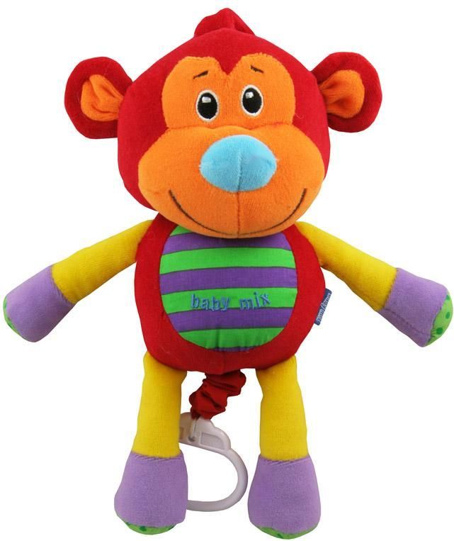 BabyMix Červená Opička hrající plyšová hračka - obrázek 1