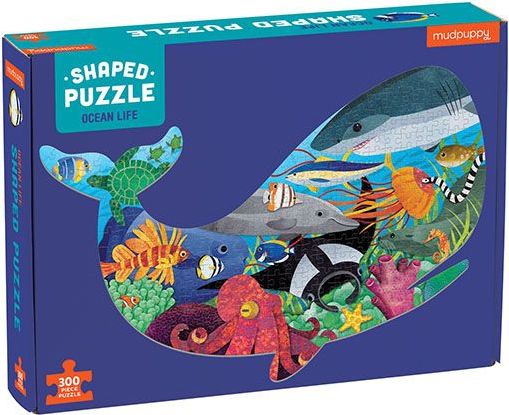 Mudpuppy Tvarované puzzle - Život v oceánu / Shaped Puzzle - Ocean Life (300 dílků) - obrázek 1
