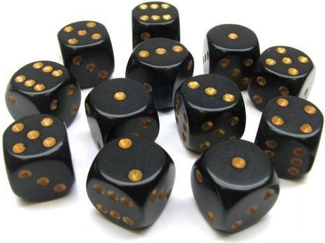 Chessex Hrací kostka šestistěnná matná 16mm Barva: tmavě modrá / zlatá - obrázek 4