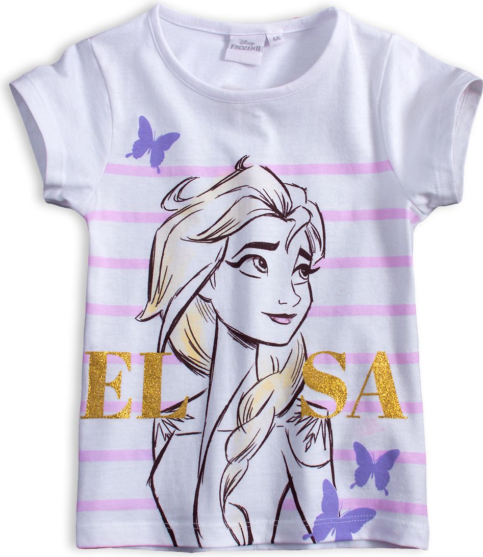 Dívčí tričko DISNEY FROZEN ELSA,MOTÝLI bílé Velikost: 110 - obrázek 1