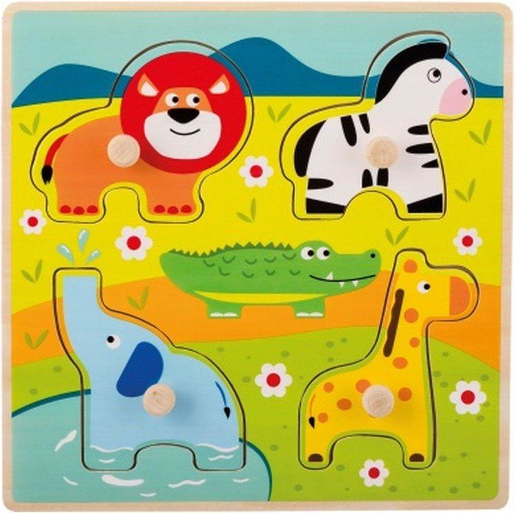 Dřevěné puzzle s úchyty 12m+ Jouéco Zvířátka v ZOO - obrázek 1