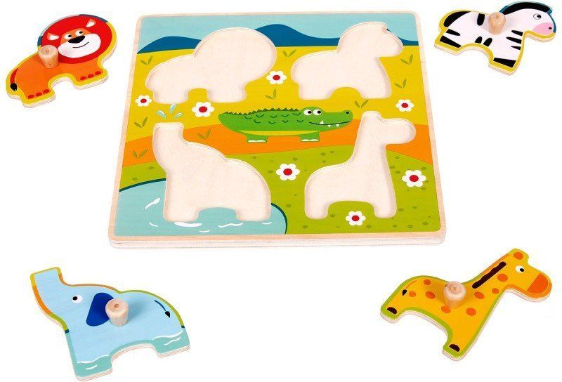 Dřevěné puzzle s úchyty 12m+ Jouéco Zvířátka v ZOO - obrázek 2