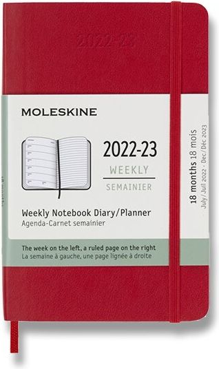 Moleskine 18měsíční diář 2022-23 - měkké desky červený týdenní A6 - obrázek 1