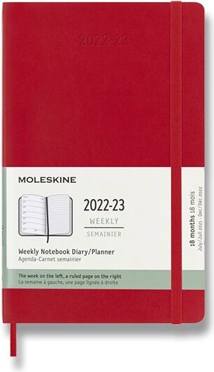 Moleskine 18měsíční diář 2022-23 - měkké desky červený A5 - obrázek 1