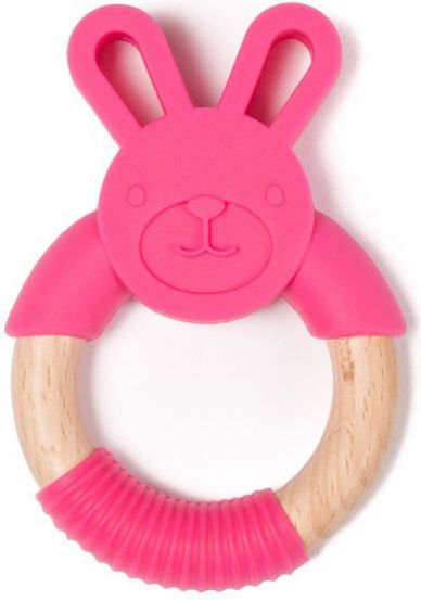 Bo Jungle kousátko B-TEETHER ANIMAL WOOD Pink Rabbit - obrázek 1