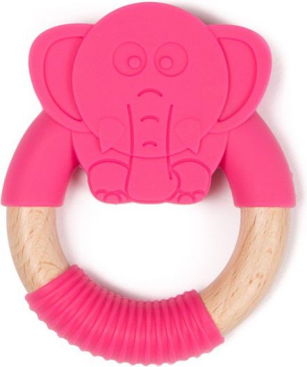 Bo Jungle kousátko B-TEETHER ANIMAL WOOD Pink Elephant - obrázek 1