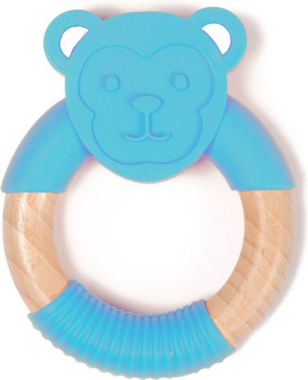 Bo Jungle kousátko B-TEETHER ANIMAL WOOD Blue Monkey - obrázek 1