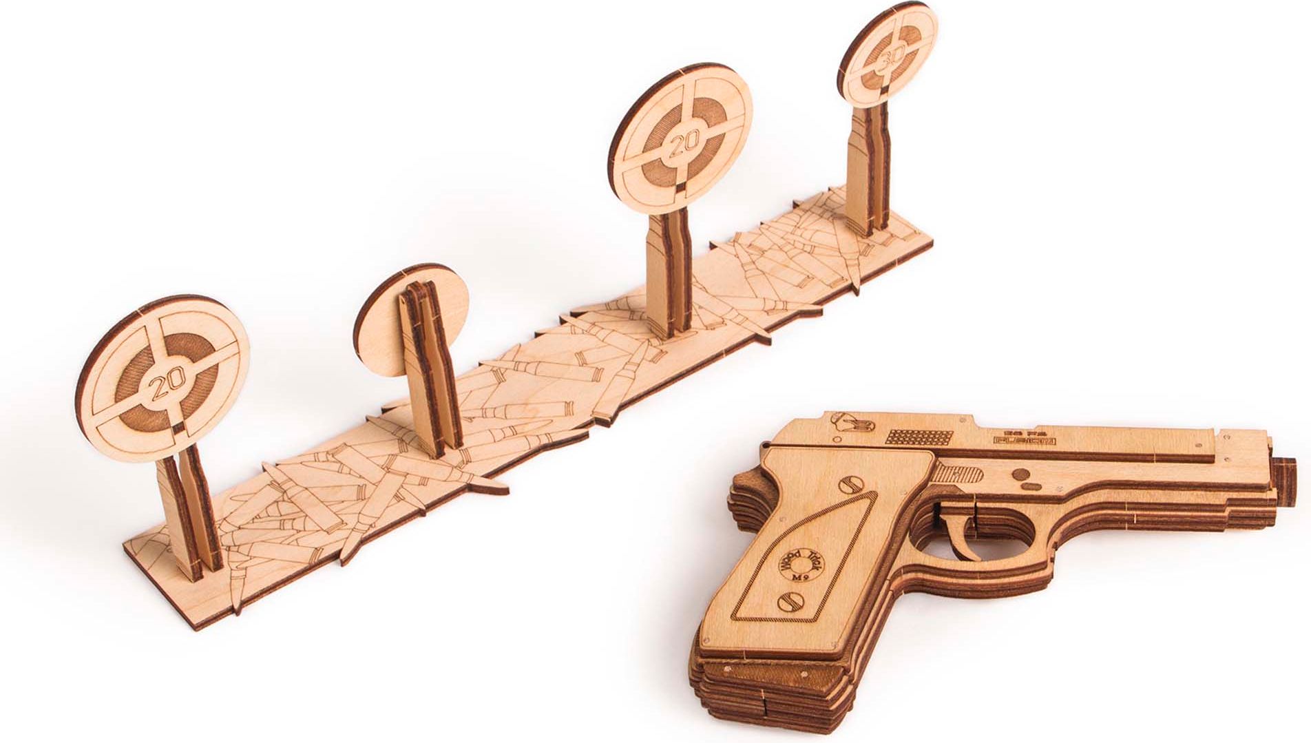Wood Trick  "Pistole M1" - 3D dřevěné mechanické puzzle - obrázek 2
