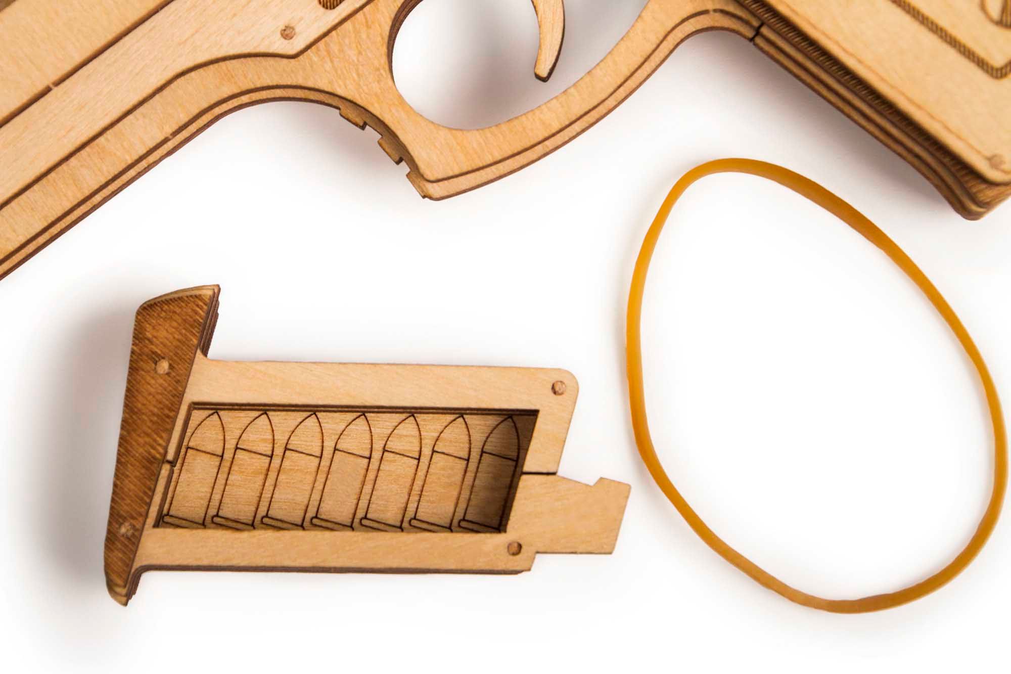 Wood Trick  "Pistole M1" - 3D dřevěné mechanické puzzle - obrázek 5