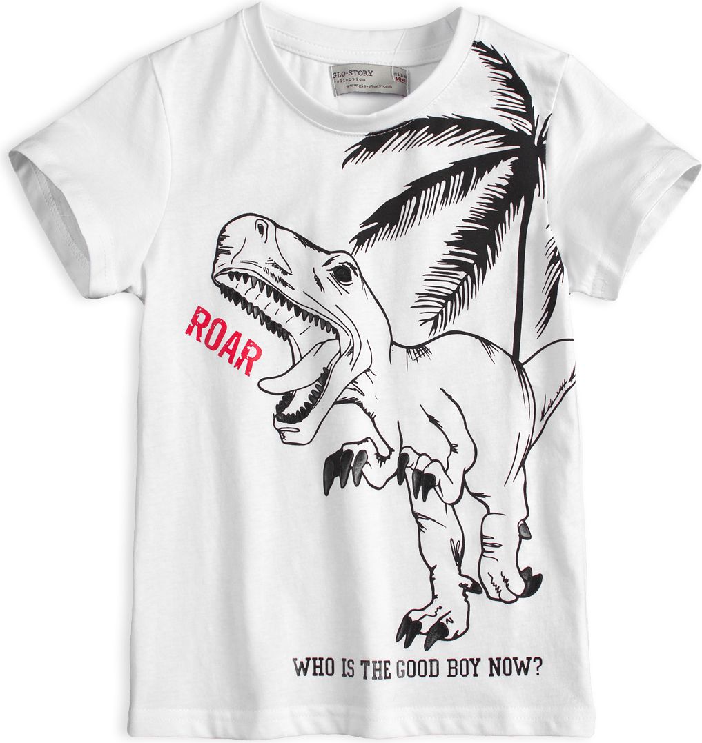 GLO STORY Chlapecké tričko GLO-STORY TYRANOSAURUS bílé Velikost: 110 - obrázek 1