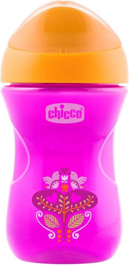 Chicco Hrneček Snadný s hubičkou 266 ml, růžovooranžový 12m+ - obrázek 1