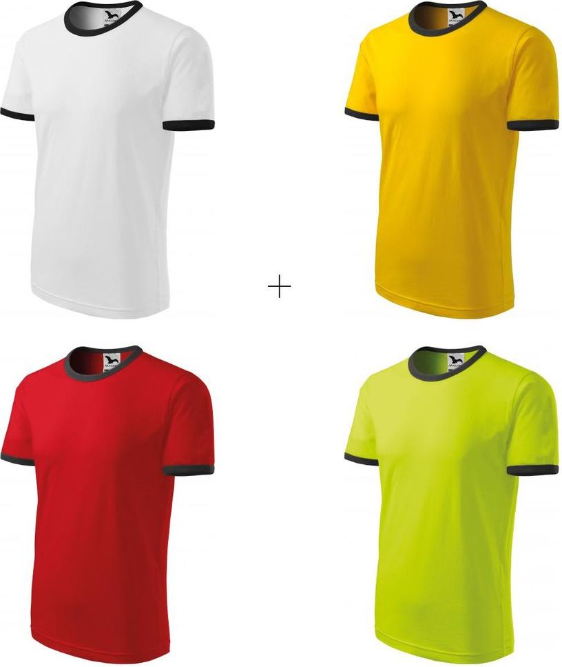 Malfini 4x Dětské tričko kontrastní (Bílé + Žluté + Červené + Limetkové) - obrázek 1
