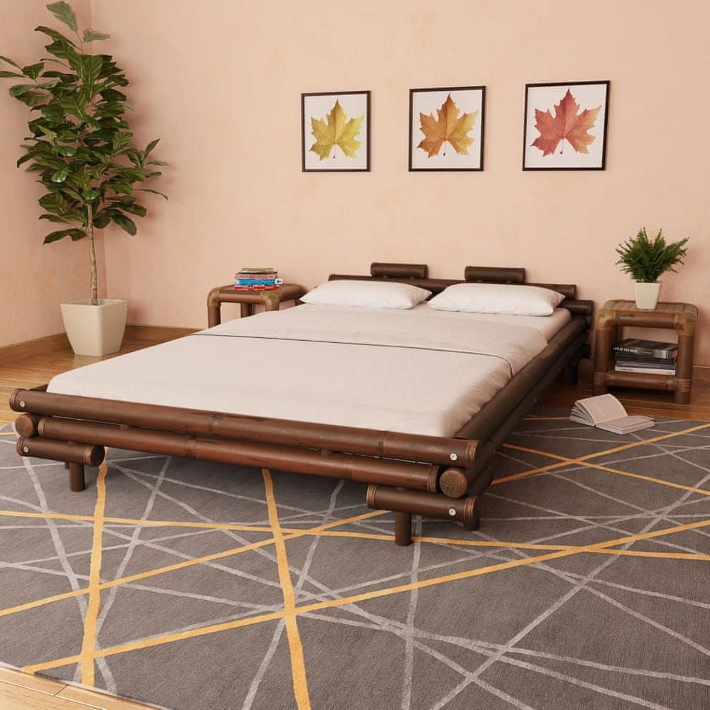 Rám postele tmavě hnědý bambus 140 x 200 cm - obrázek 1