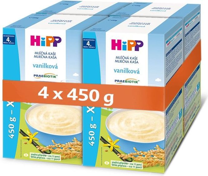 HiPP mléčná první kaše pro kojence vanilková od uk. 4. měsíce, 4 x 450 g - obrázek 1