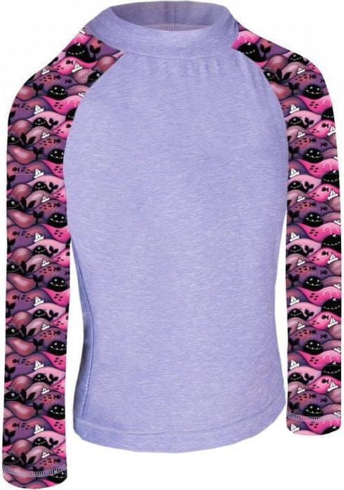 Unuo Dívčí funkční tričko UV 50+ Velryby 74 - 80 šedá - obrázek 1
