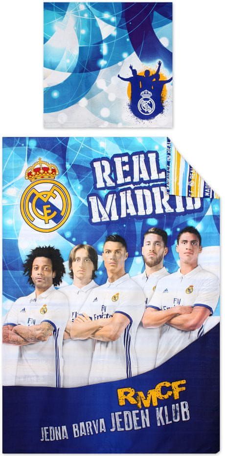 SETINO Chlapecké bavlněné povlečení FC Real Madrid - modrá 140x200, 70x90 - obrázek 1
