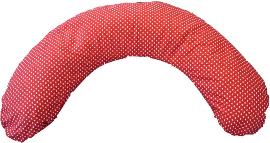 KHC Kojící těhotenský relaxační polštář Miki Obrovský 240 cm Srdce na červené Pratelný potah - obrázek 1