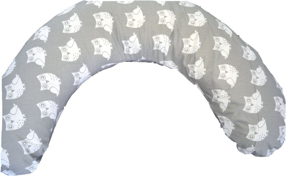 KHC Kojící těhotenský relaxační polštář Miki Obrovský 240 cm Sovy na šedé Pratelný potah 10 barevných variant - obrázek 1