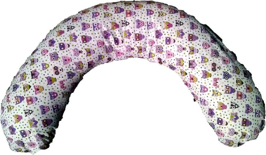 KHC Kojící těhotenský relaxační polštář Miki Obrovský 240 cm Sovičky na bílé Pratelný potah 12 barevných variant - obrázek 1