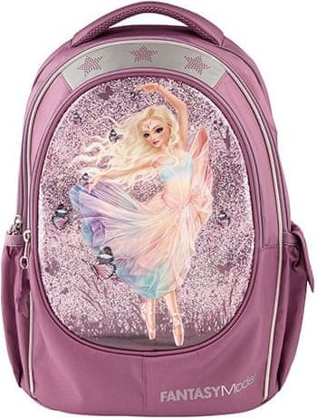 Fantasy Model Školní batoh , Víla baletka, světle růžový s glitry - obrázek 1
