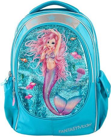 Fantasy Model Školní batoh , Mořská panna, tyrkysový s glitry - obrázek 1