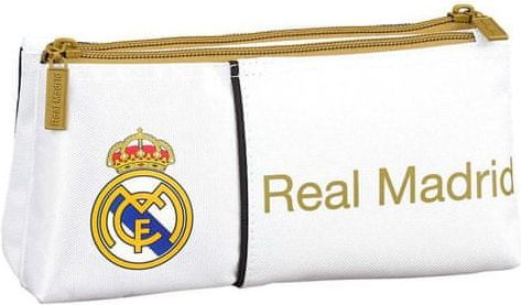 CurePink Penál na tužky FC Real Madrid: 11954 (objem 1,7 litrů|10 x 22 x 8 cm) bílý polyester - obrázek 1