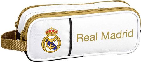 CurePink Dvoudílný penál na tužky FC Real Madrid: 11954 (21 x 8 x 6 cm) polyester bílý - obrázek 1